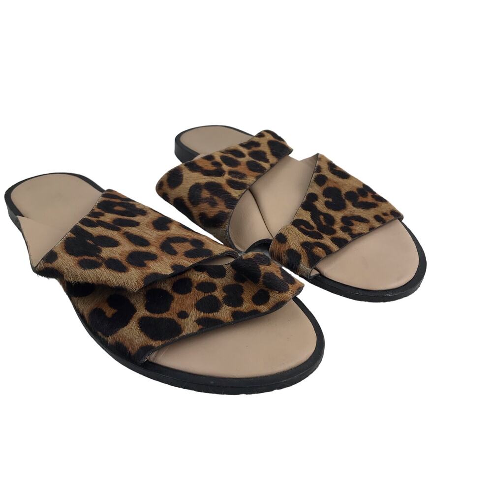 Country Road Women's Slide Leopard Print Calf Hair Leather Upper/Sole 37 (6.5US)